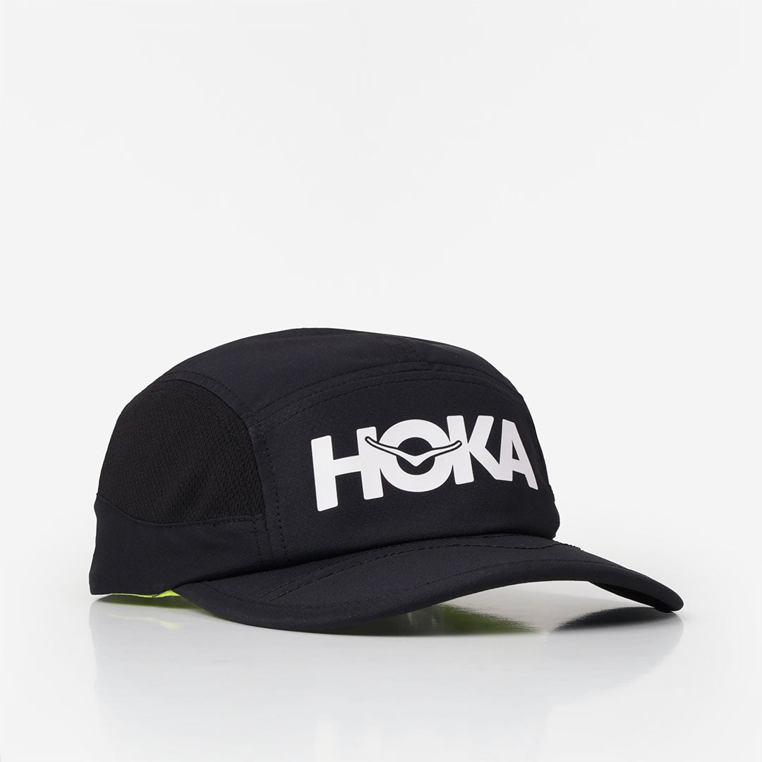 main HOKA Run Hat, Black, Detail Shot 1