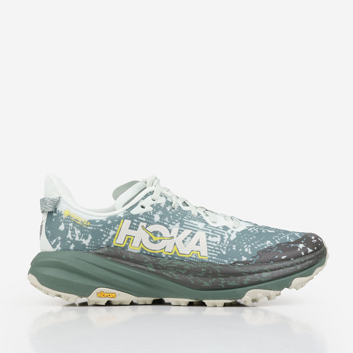 HOKA Speedgoat 6 GTX Shoes, Sea Glass Fern, Detail Shot 1
