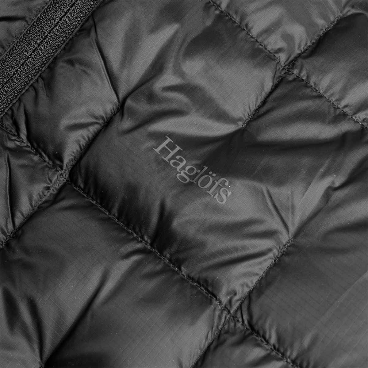 main Haglofs Hede Down Hood Jacket, True Black, Detail Shot 4