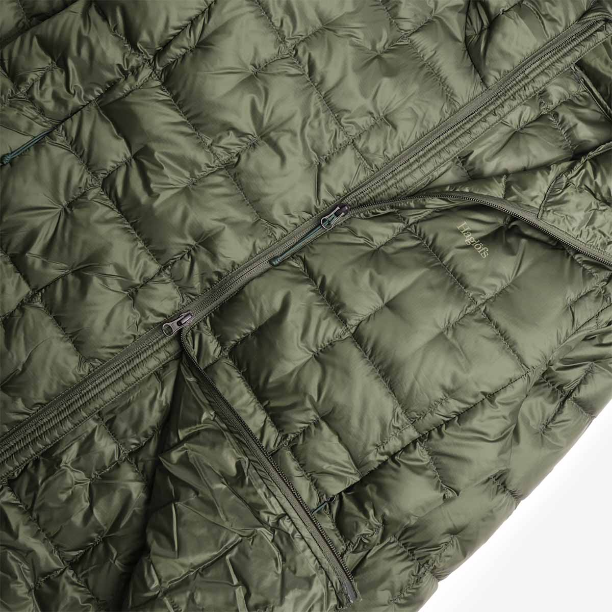 main Haglofs Hede Down Hood Jacket, Seaweed Green, Detail Shot 3