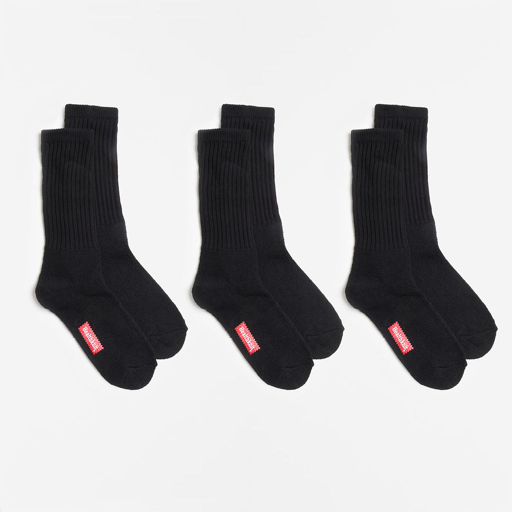 Healthknit 3 Pack Socks, Black, Detail Shot 2