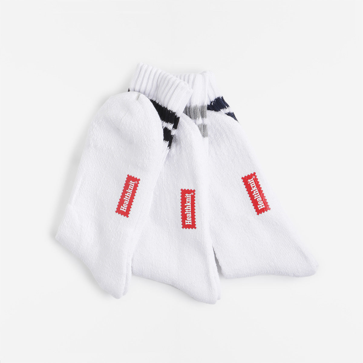 Healthknit 3 Pack Socks, White Black Navy Grey, Detail Shot 3