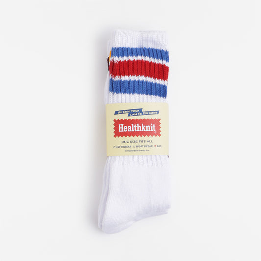 Healthknit 3 Pack Socks, White Blue Burgundy Yellow, Detail Shot 1