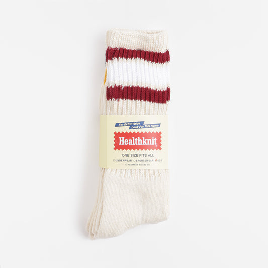 Healthknit 3 Pack Socks, Off White Blue Burgundy Green, Detail Shot 1