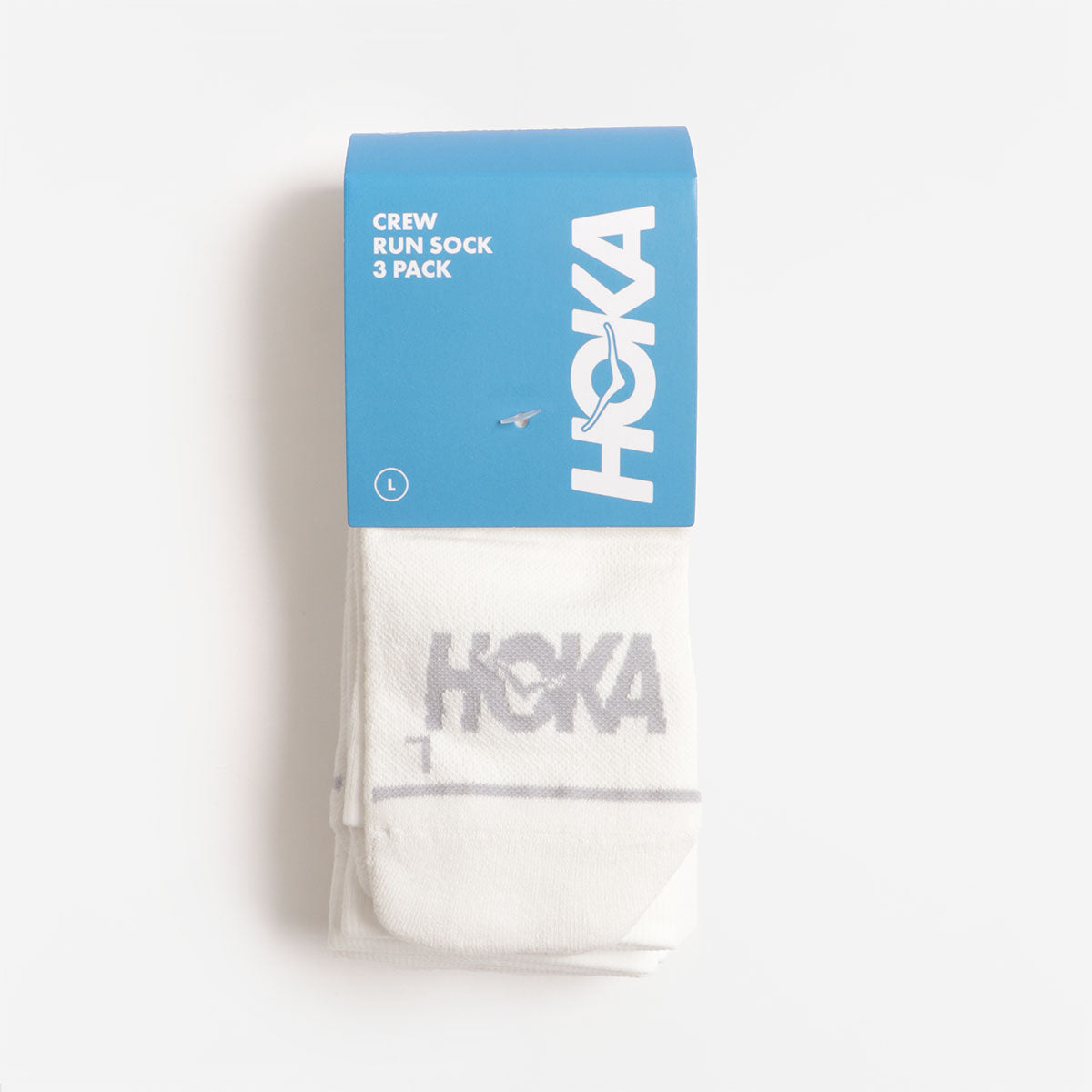 HOKA Crew Run Socks 3-Pack, White White White, Detail Shot 1