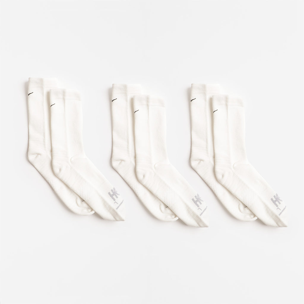 HOKA Crew Run Socks 3-Pack, White White White, Detail Shot 2
