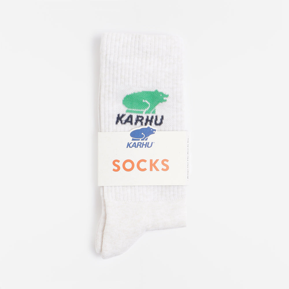 Karhu Classic Logo Crew Socks, Lily White, Island Green, Detail Shot 3