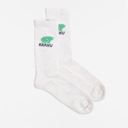 Karhu Classic Logo Crew Socks, Lily White, Island Green, Detail Shot 1