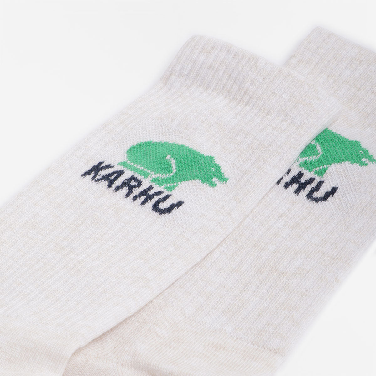 Karhu Classic Logo Crew Socks, Lily White, Island Green, Detail Shot 2