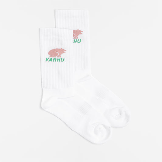 Karhu Classic Logo Crew Socks, Bright White, Lilas, Detail Shot 1