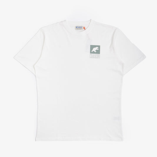 Karhu Sport Bear Logo T-Shirt, Bright White, Iceberg Green, Detail Shot 1