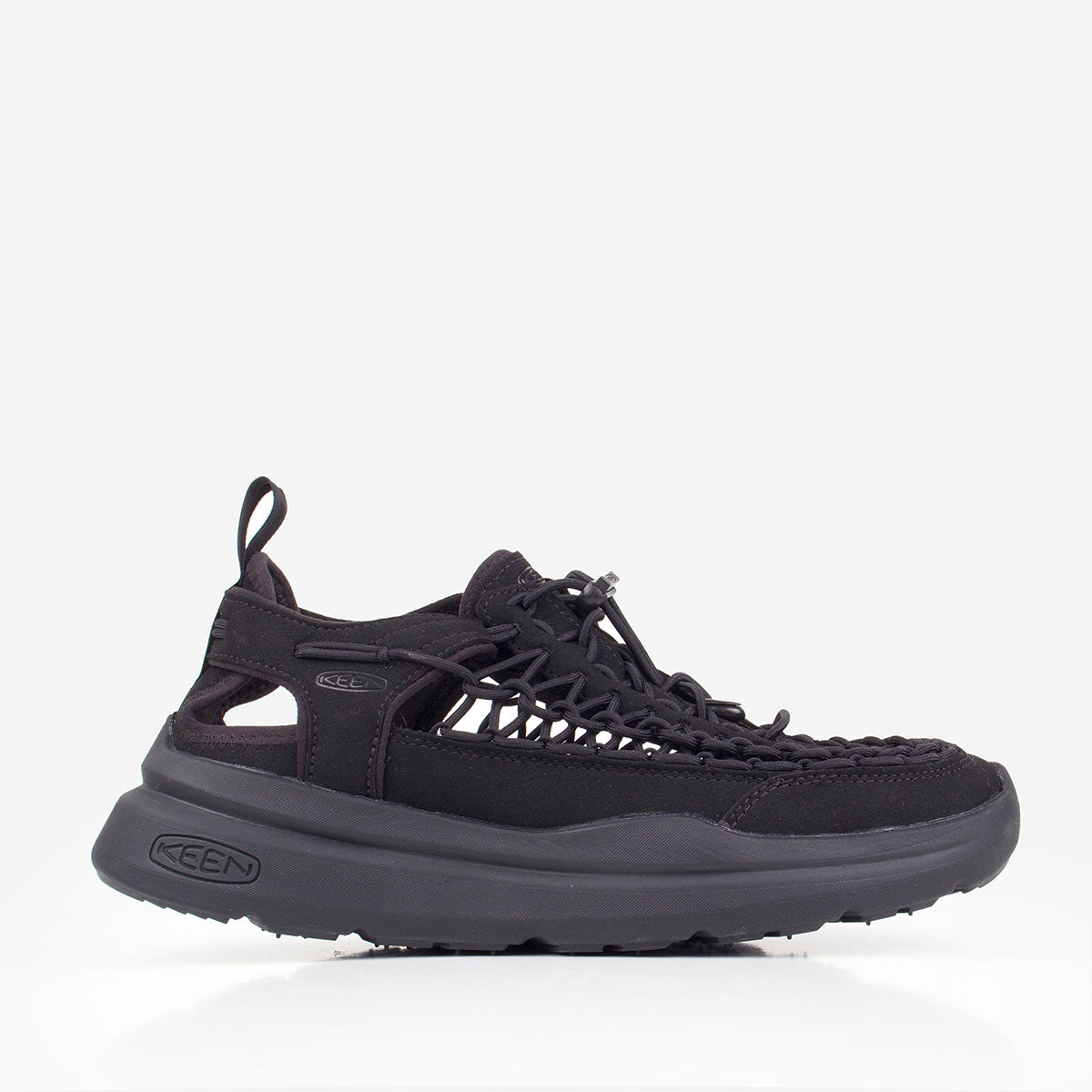 main Keen Uneek WK Sandals, Black Black, Detail Shot 1