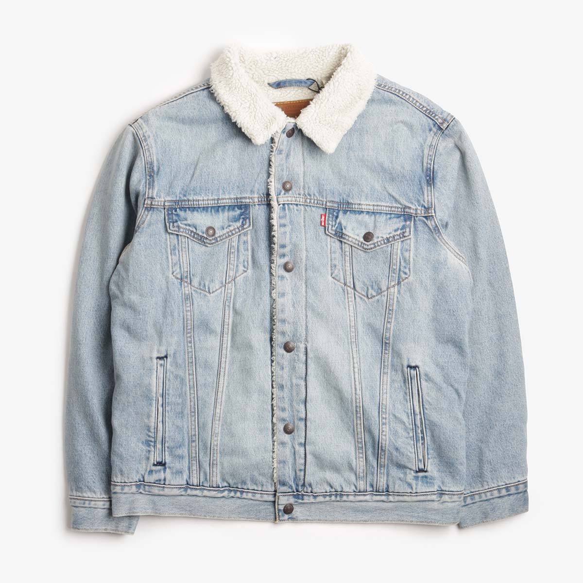Levi's Relaxed Fit Sherpa Trucker Jacket, Kentucky Blue Sherpa, Detail Shot 1