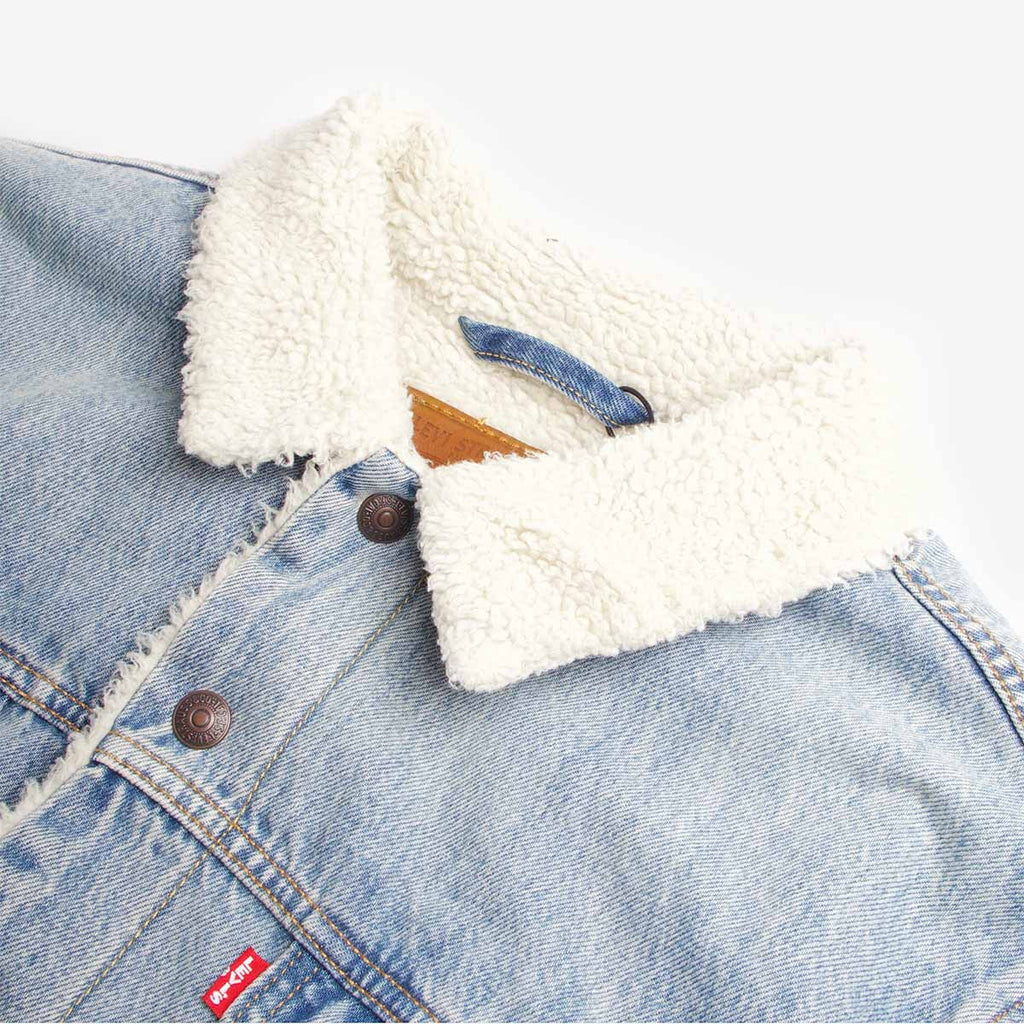 Levi's Relaxed Fit Sherpa Trucker Jacket, Kentucky Blue Sherpa, Detail Shot 4