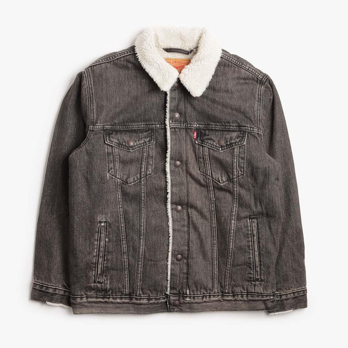 Levi's Relaxed Fit Sherpa Trucker Jacket, Salt Lake Sherpa, Detail Shot 1