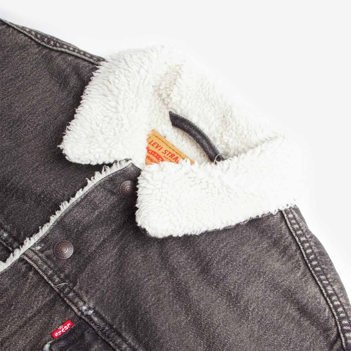 Levi's Relaxed Fit Sherpa Trucker Jacket, Salt Lake Sherpa, Detail Shot 4
