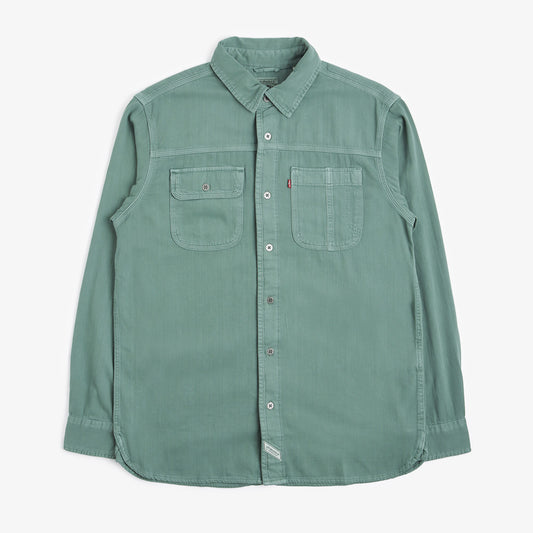 Levis Auburn Worker Shirt, Olie Forest Garment Dye - Green, Detail Shot 1