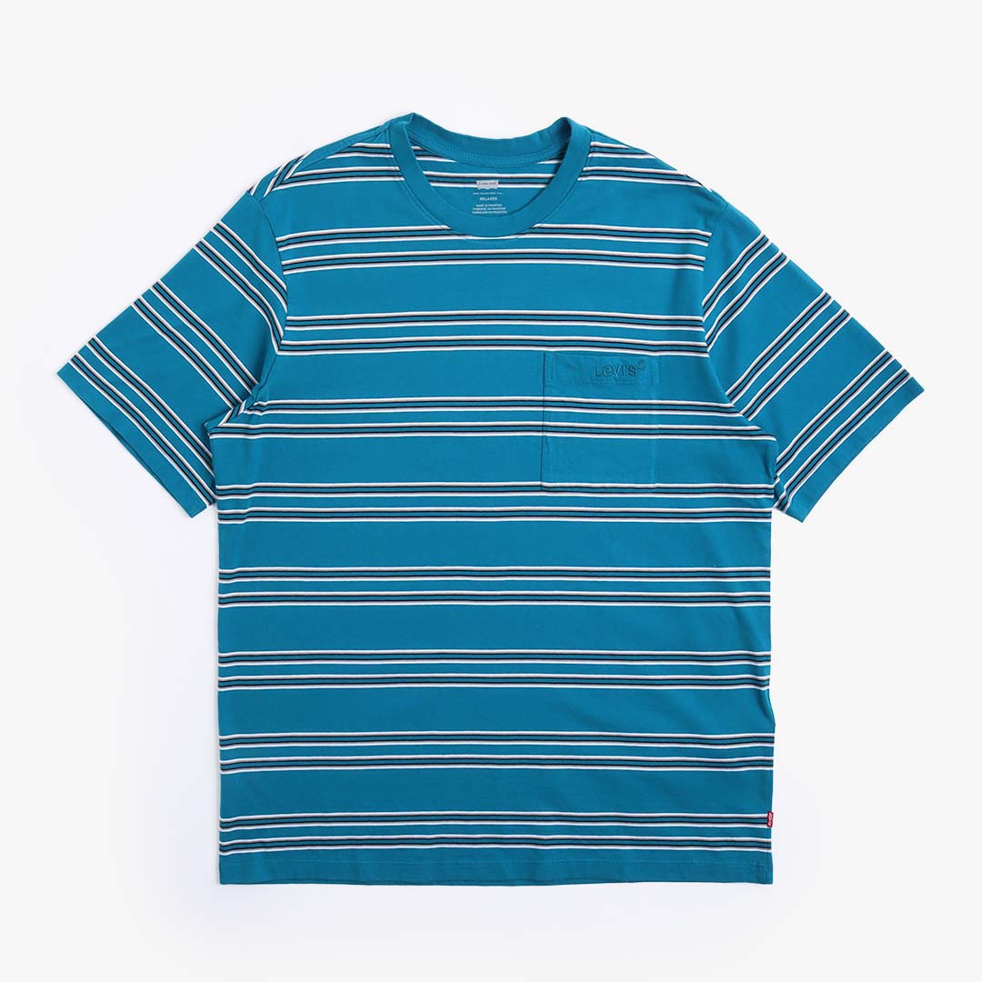 Levis Pocket T-Shirt, Tamale Stripe Ocean Depths, Detail Shot 1