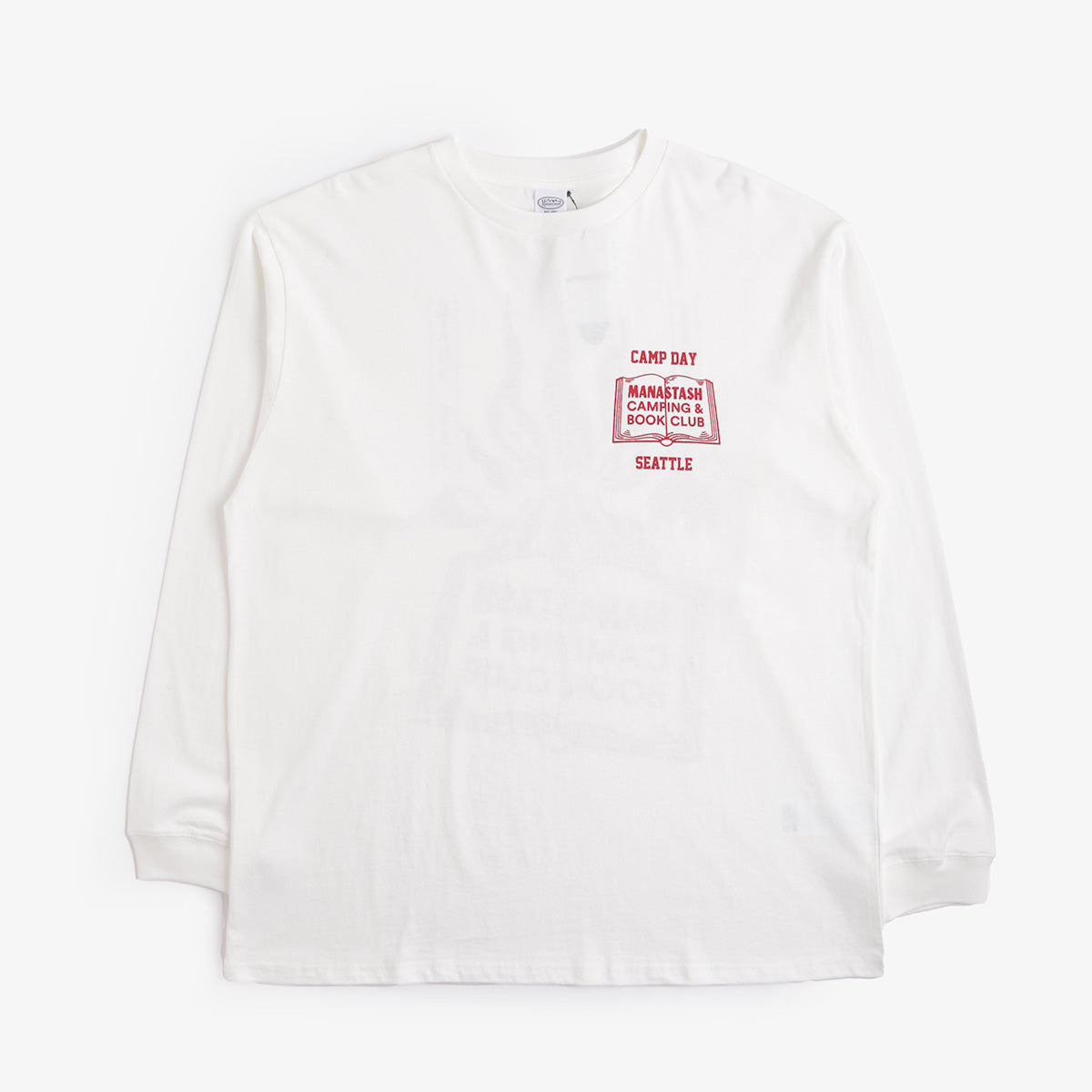 Manastash CiTee Long Sleeve Book Club T-Shirt, Off White, Detail Shot 3