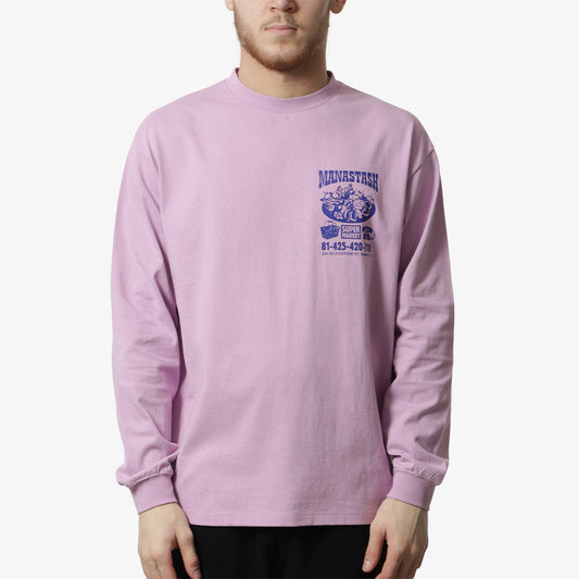 Manastash CiTee Long Sleeve Supermarket T-Shirt, Pink, Detail Shot 1