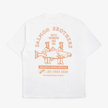 Manastash CiTee Salmon T-Shirt, White, Detail Shot 6