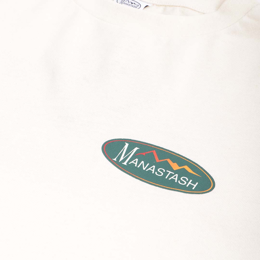 Manastash Hemp Long Sleeve Original Logo T-Shirt, Natural, Detail Shot 2