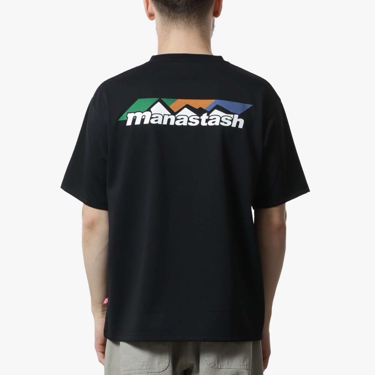 Manastash Re:Poly Scheme Logo T-Shirt, Black, Detail Shot 3