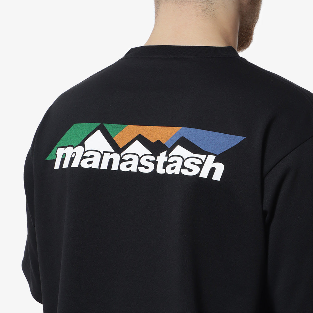 Manastash Re:Poly Scheme Logo T-Shirt, Black, Detail Shot 4