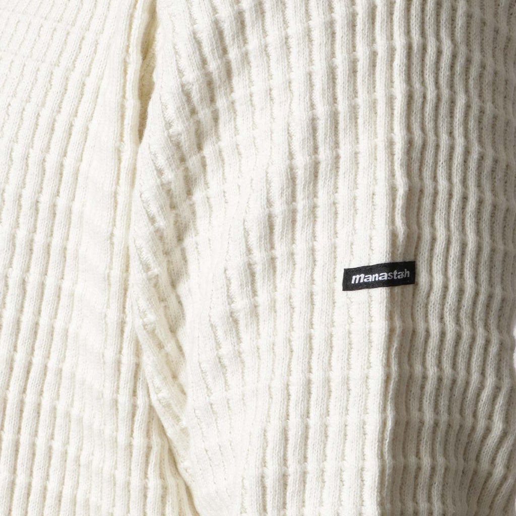 Manastash Snuggle Snug Thermal Sweatshirt, White, Detail Shot 2