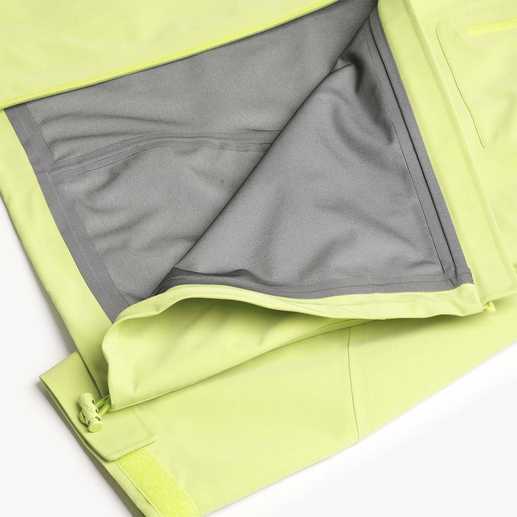 Interior mesh lining and pit zip, lime shell jacket