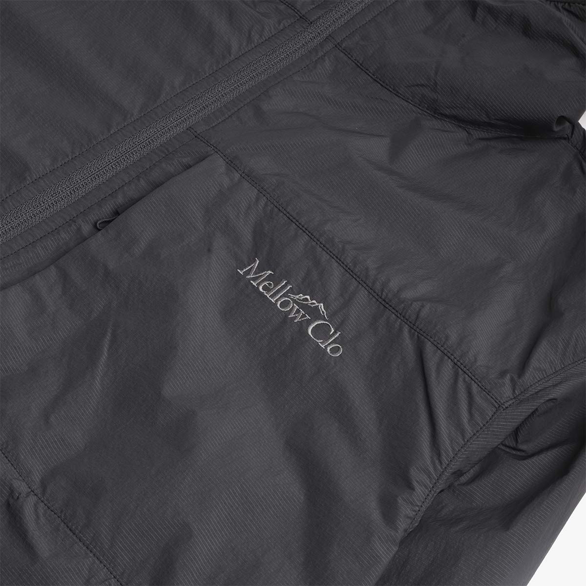 Tonal Mellow Clo chest embroidery on black ripstop jacket