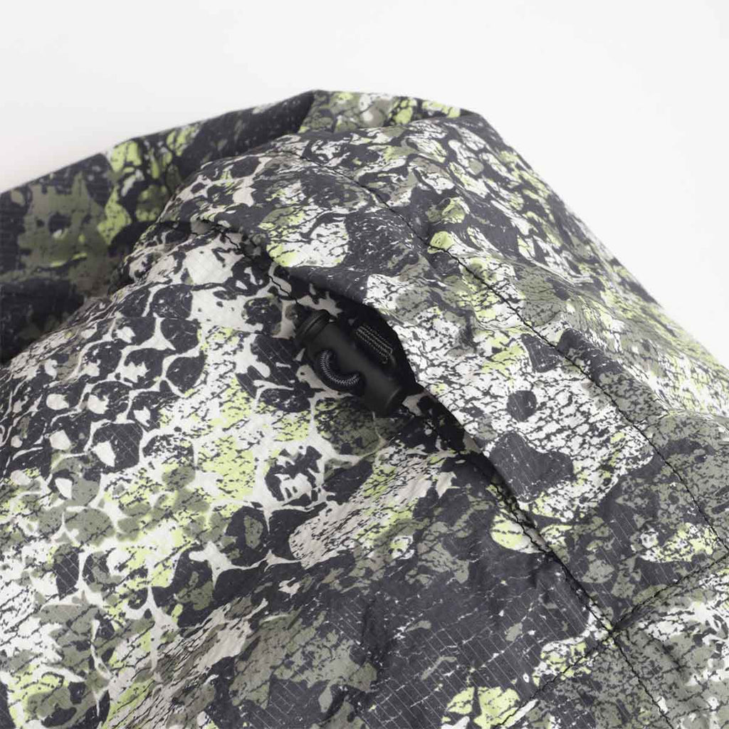 Hood and collar detail, serpent camo Boulder jacket