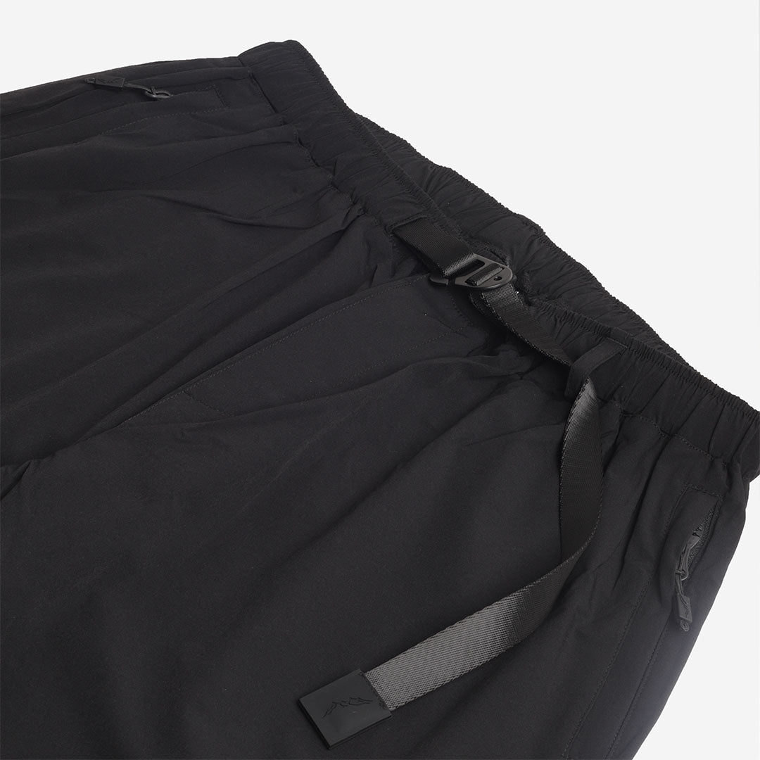 Side pocket and adjuster detail, black trousers