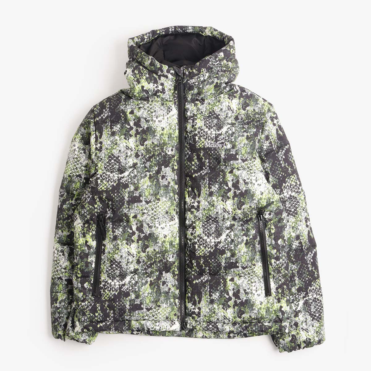 Mellow Clo Summit Puffer Jacket in Serpent Camo, front view