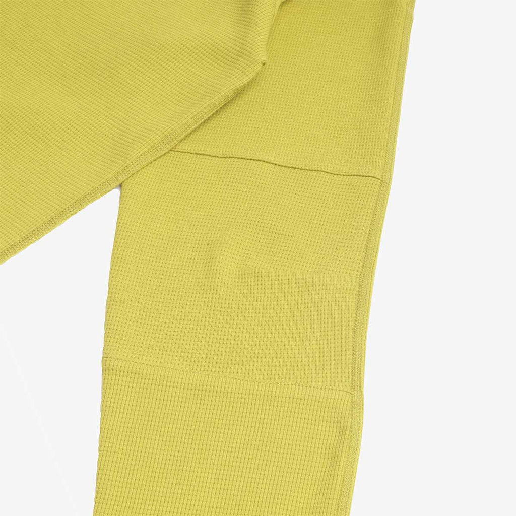 Waffle knit sleeve and cuff texture, lime long sleeve tee