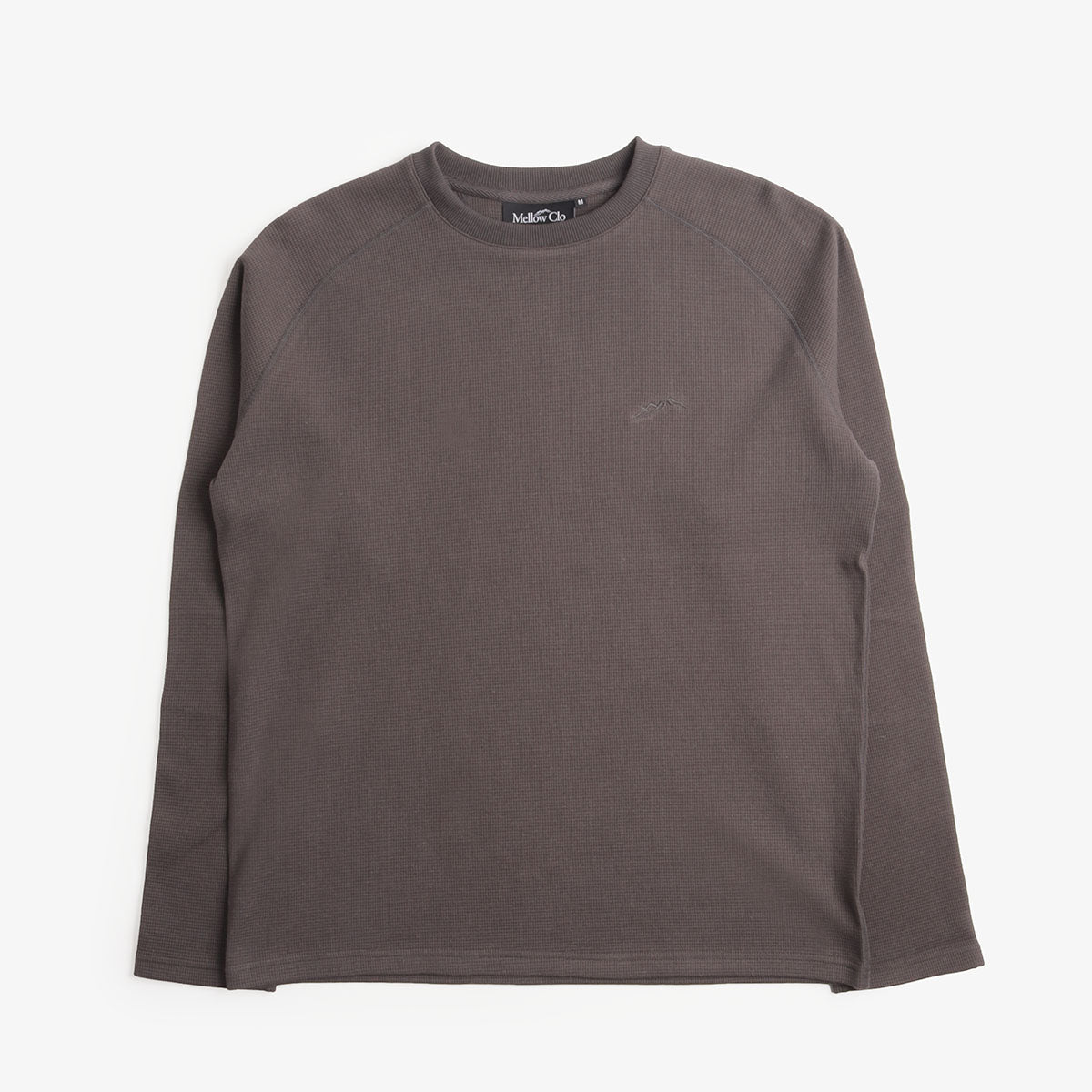 Mellow Clo Everyday Waffle Long Sleeve T-Shirt in Onyx Grey, front view