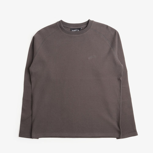 Mellow Clo Everyday Waffle Long Sleeve T-Shirt in Onyx Grey, front view