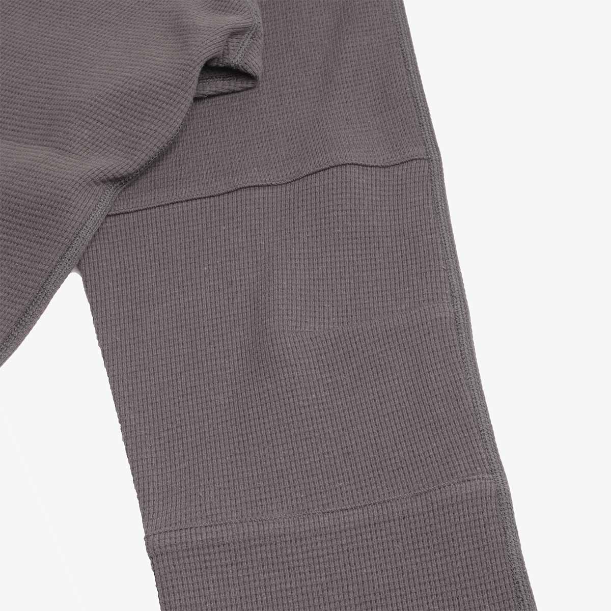Waffle knit sleeve and cuff texture, grey long sleeve tee