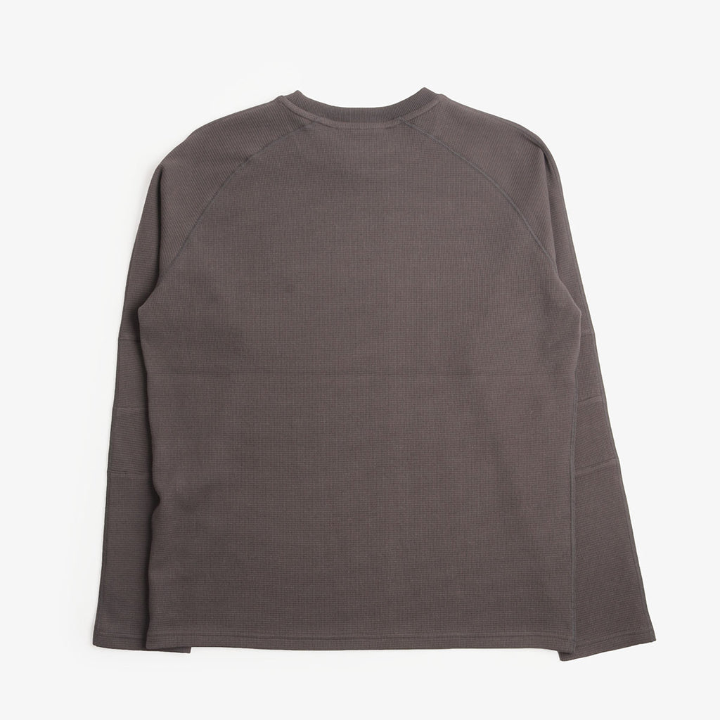 Mellow Clo Everyday Waffle Long Sleeve T-Shirt in Onyx Grey, back view