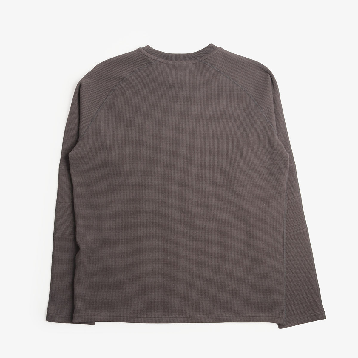 Mellow Clo Everyday Waffle Long Sleeve T-Shirt in Onyx Grey, back view