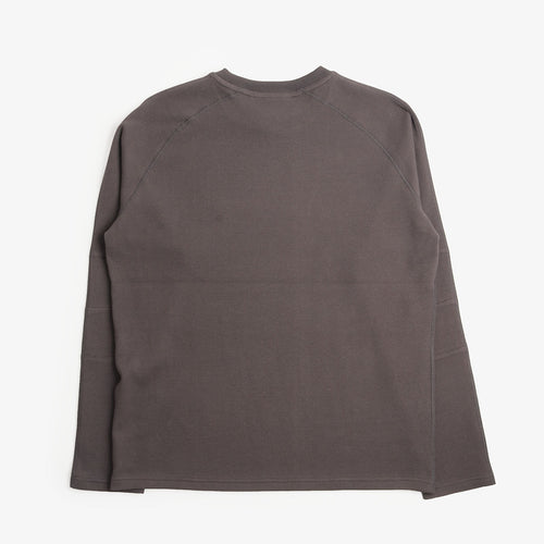 Mellow Clo Everyday Waffle Long Sleeve T-Shirt in Onyx Grey, back view