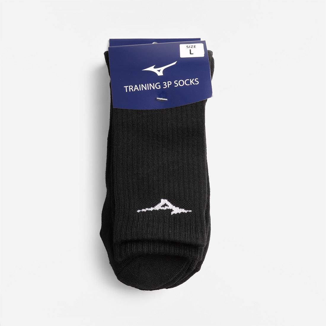 Mizuno Training 3 Pack Socks, Black, Detail Shot 1