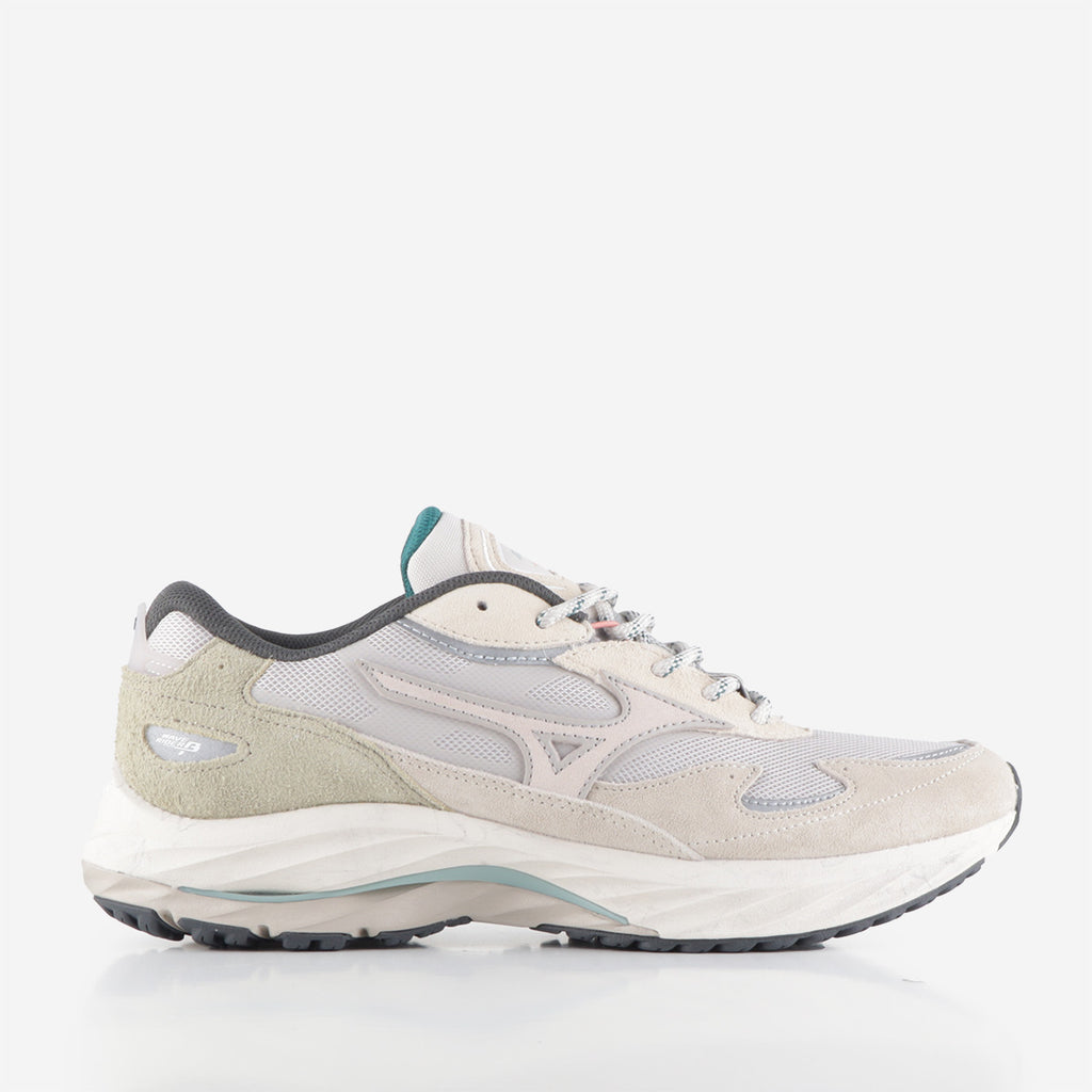 Mizuno Wave Rider β 'Nomad Pack' Shoes, Silver Cloud White Sand Cedar, Detail Shot 1