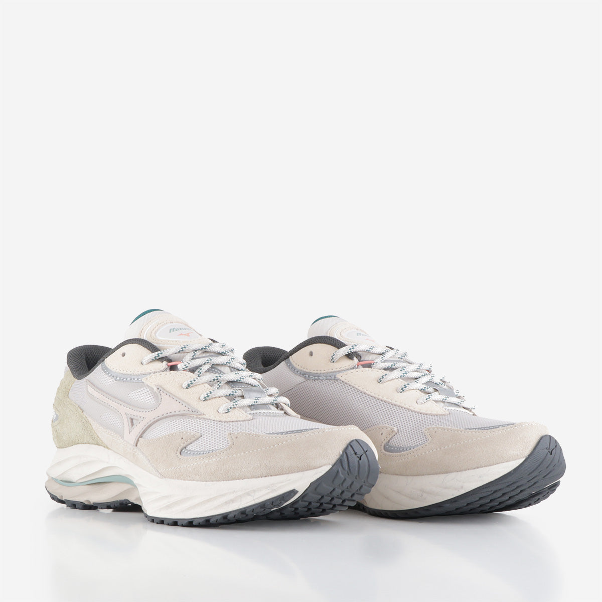 Mizuno Wave Rider β 'Nomad Pack' Shoes, Silver Cloud White Sand Cedar, Detail Shot 2