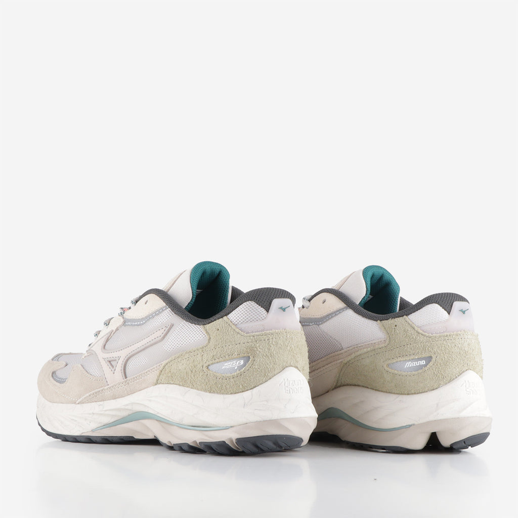 Mizuno Wave Rider β 'Nomad Pack' Shoes, Silver Cloud White Sand Cedar, Detail Shot 3