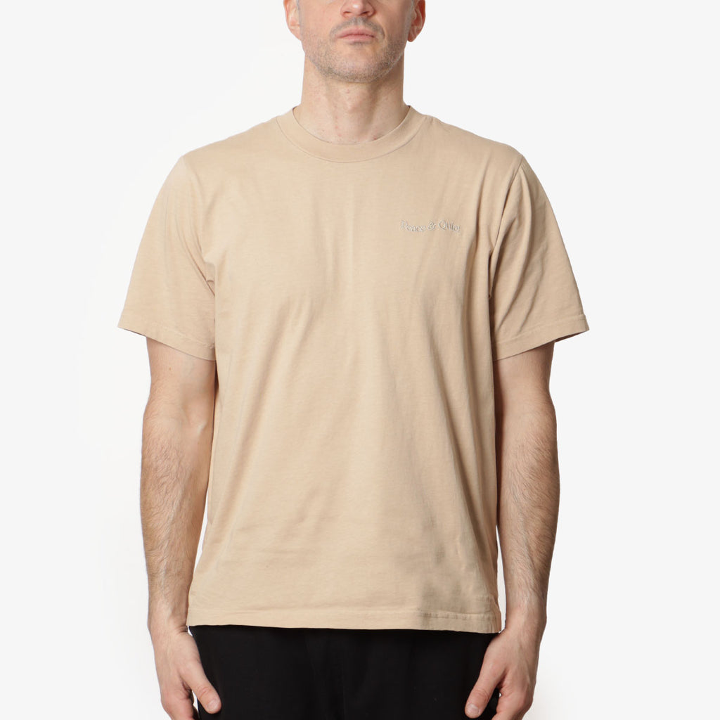Museum of Peace and Quiet Wordmark Pigment Dyed T-Shirt, Taupe, Detail Shot 1