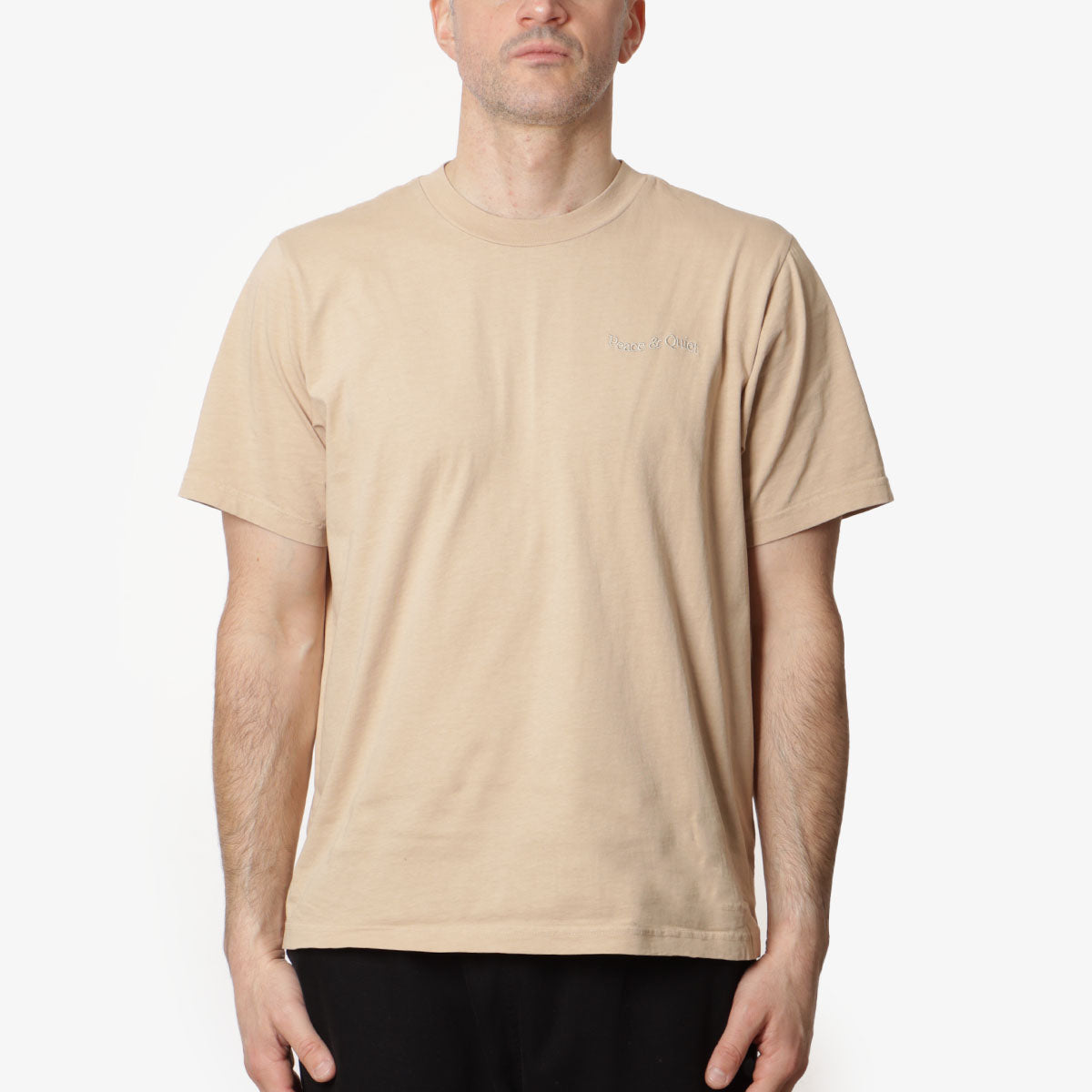 Museum of Peace and Quiet Wordmark Pigment Dyed T-Shirt, Taupe, Detail Shot 1