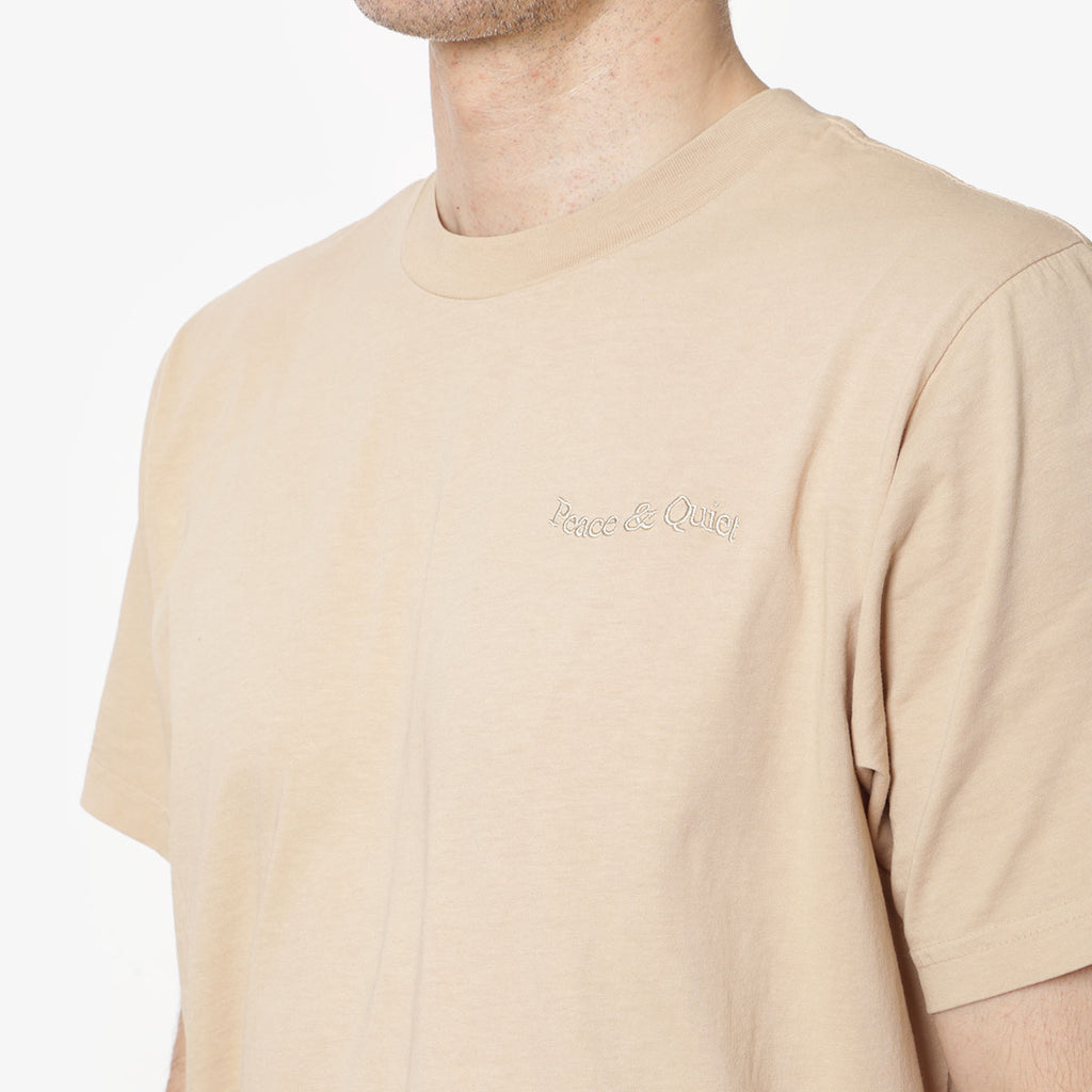 Museum of Peace and Quiet Wordmark Pigment Dyed T-Shirt, Taupe, Detail Shot 2
