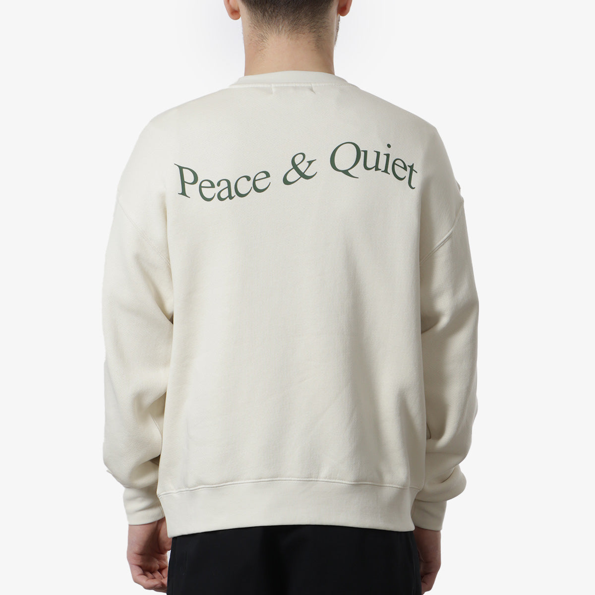 Museum of Peace and Quiet Wordmark Crewneck Sweatshirt, Bone, Detail Shot 2