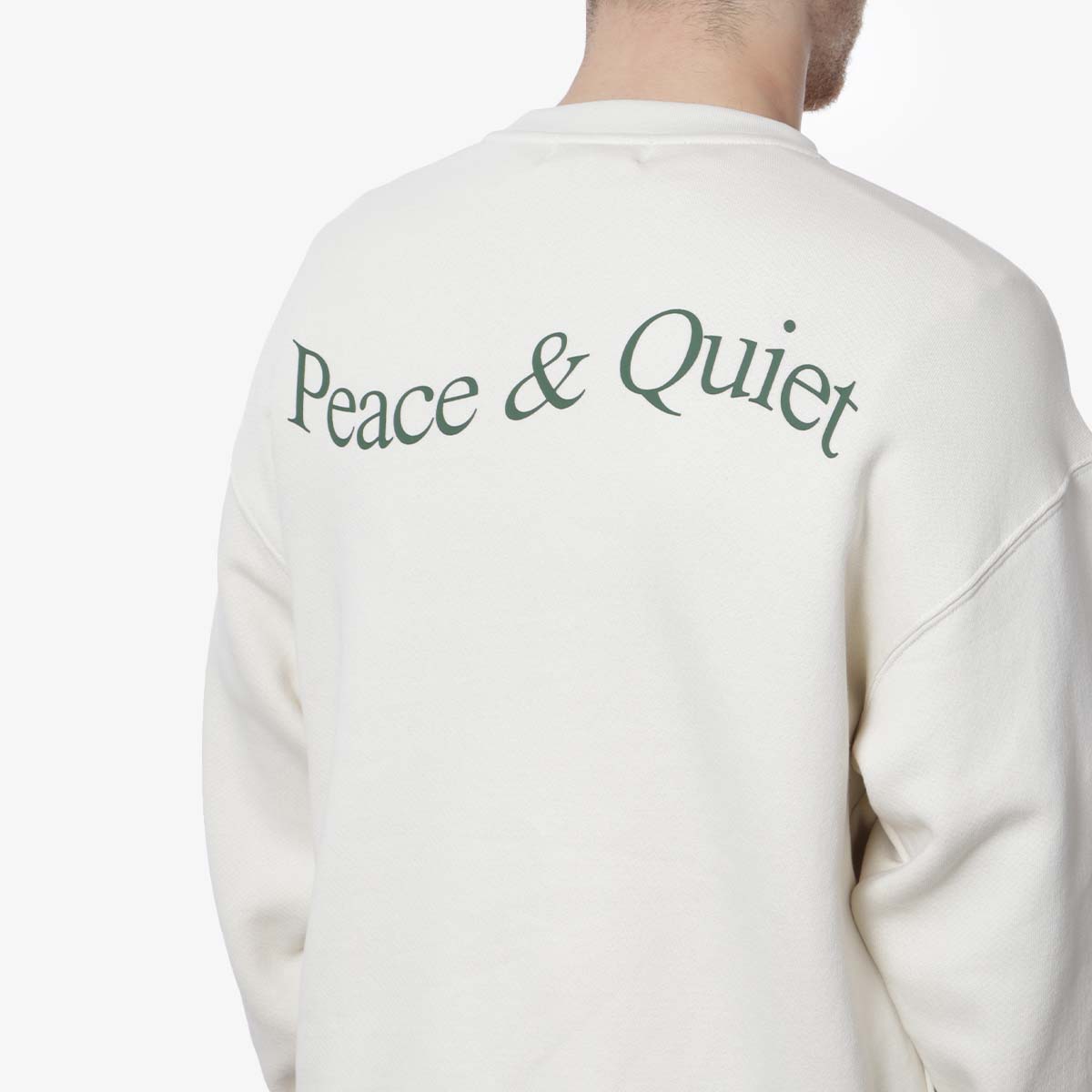 Museum of Peace and Quiet Wordmark Crewneck Sweatshirt, Bone, Detail Shot 4